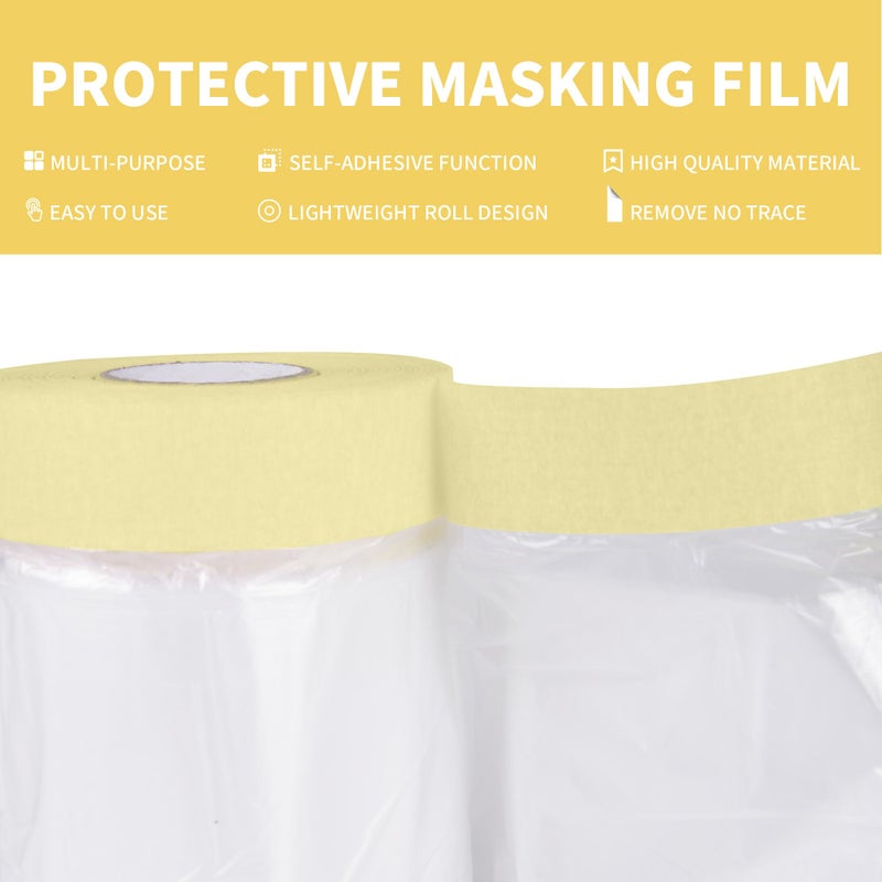 TAPEBEAR Painters Tape and Masking Film 22inch X 65feet(550mmx 20m), Plastic Cover for Painting, Tape and Drape, Pre-Taped Masking Film for Automotive, Floor, Appliance and Furniture, 3Rolls - Image 4